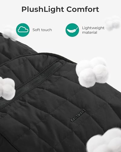 BAGSMART College Laptop Backpack, Travel Backpack for Women, Quilted Casual Daypack, Water-Resistant Bookbag for 15.6 Inch Laptop, Black - Image 4